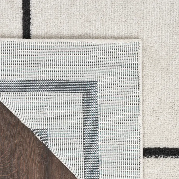 9' X 12' Ivory And Black Indoor Outdoor Area Rug