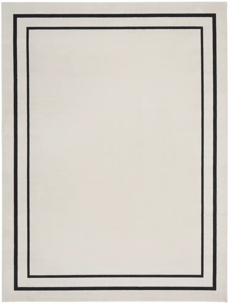 9' X 12' Ivory And Black Indoor Outdoor Area Rug