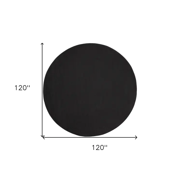 10' Black And Ivory Round Indoor Outdoor Area Rug