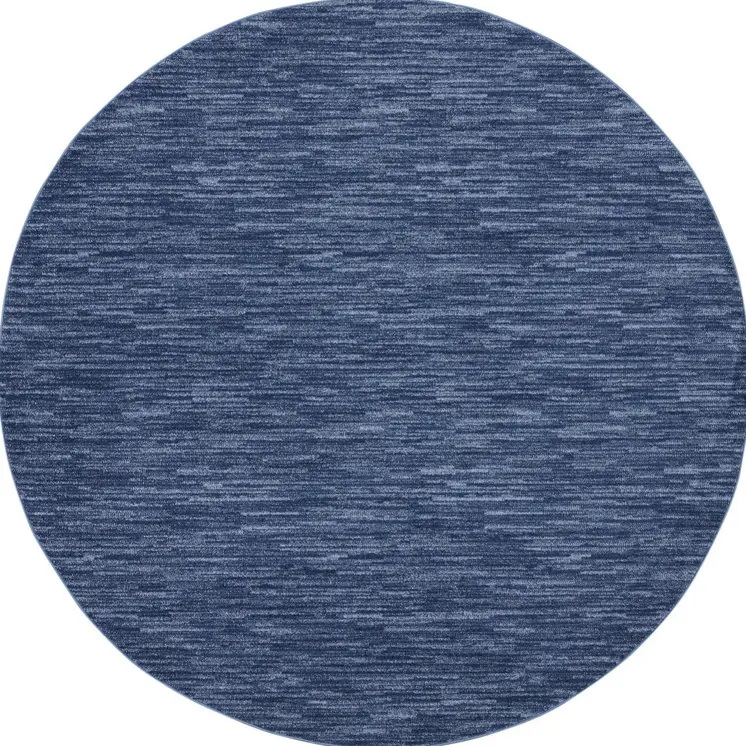 10' Navy Blue And Denim Blue Round Indoor Outdoor Area Rug