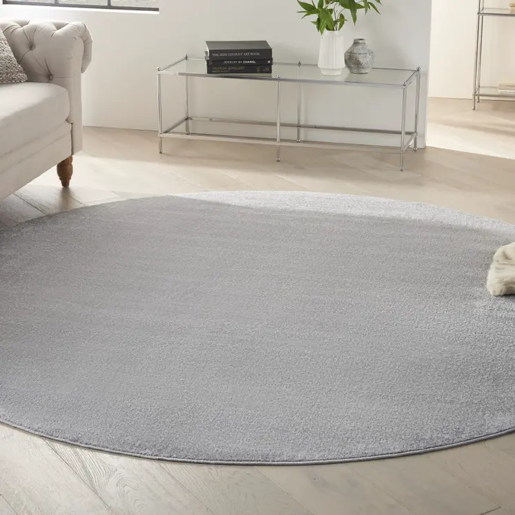 10' Gray And Silver Round Indoor Outdoor Area Rug