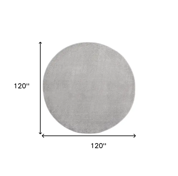 10' Gray And Silver Round Indoor Outdoor Area Rug