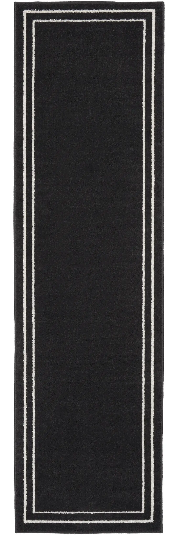 6' Black And Ivory Indoor Outdoor Runner Rug