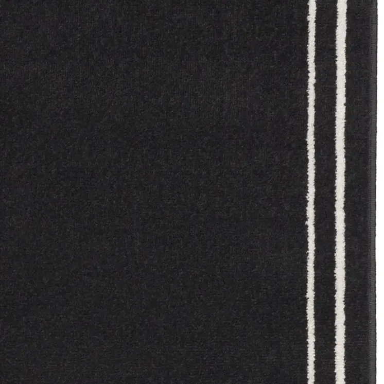 6' Black And Ivory Indoor Outdoor Runner Rug