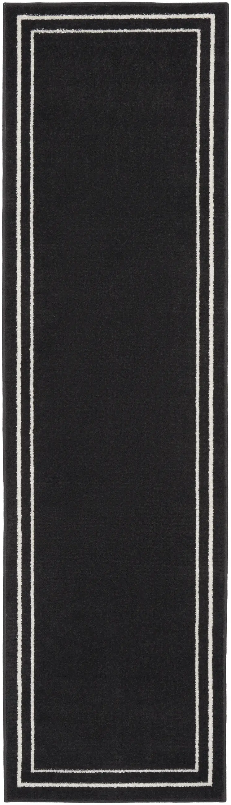 6' Black And Ivory Indoor Outdoor Runner Rug
