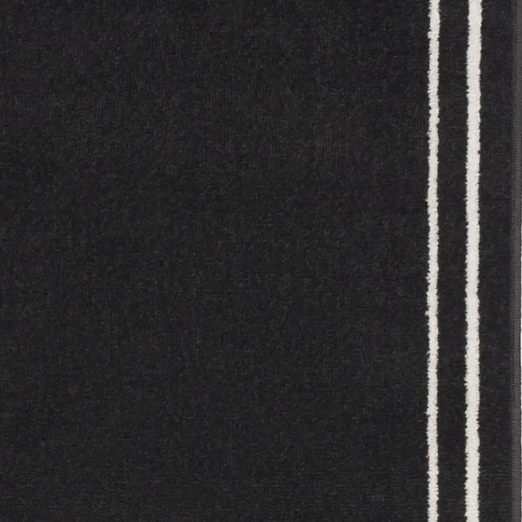 8' Black And Ivory Indoor Outdoor Runner Rug