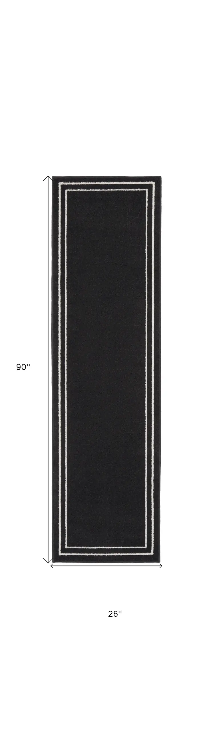 8' Black And Ivory Indoor Outdoor Runner Rug
