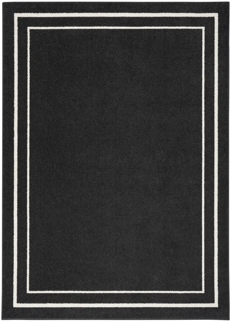 4' X 6' Black And Ivory Indoor Outdoor Area Rug