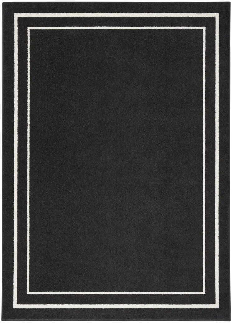 4' X 6' Black And Ivory Indoor Outdoor Area Rug