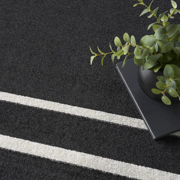 8' X 10' Black And Ivory Indoor Outdoor Area Rug