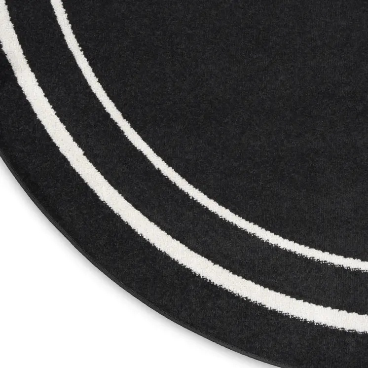8' Black And Ivory Round Indoor Outdoor Area Rug