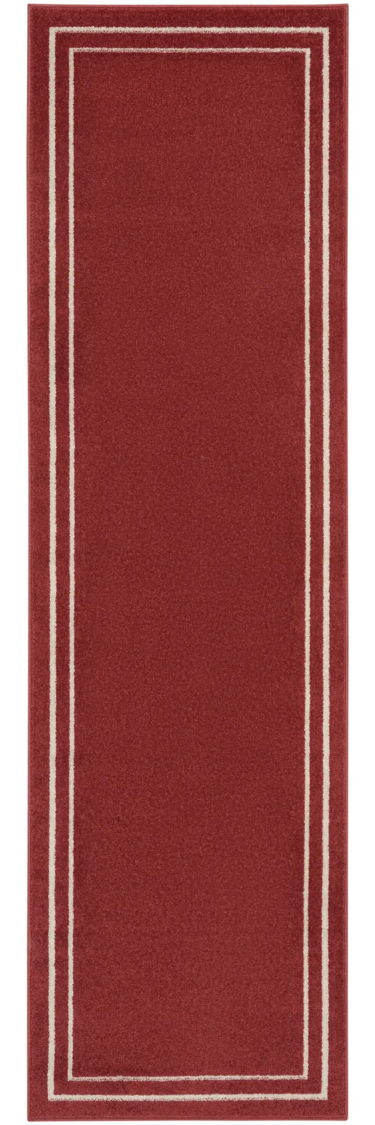 6' Brick Red And Ivory Indoor Outdoor Runner Rug