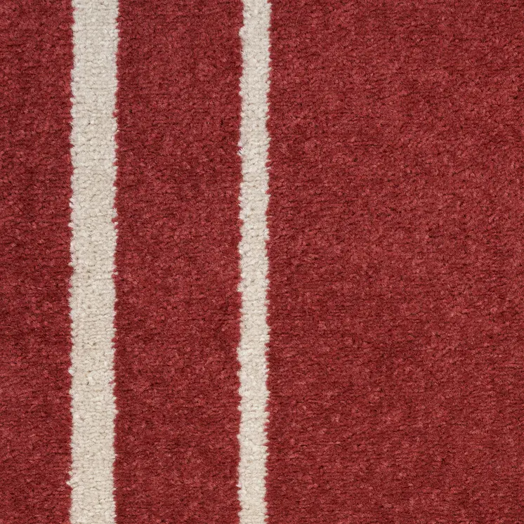 6' Brick Red And Ivory Indoor Outdoor Runner Rug