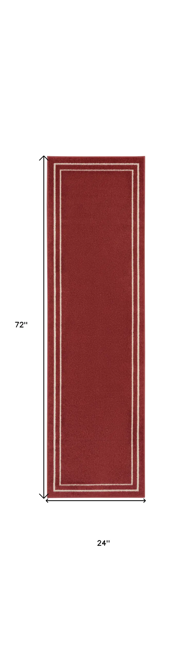 6' Brick Red And Ivory Indoor Outdoor Runner Rug