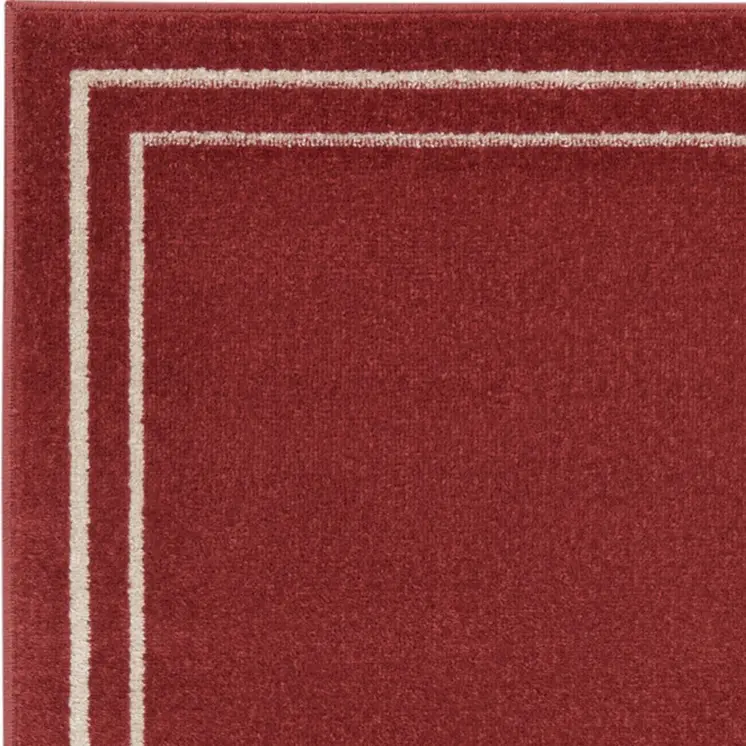 6' Brick Red And Ivory Indoor Outdoor Runner Rug