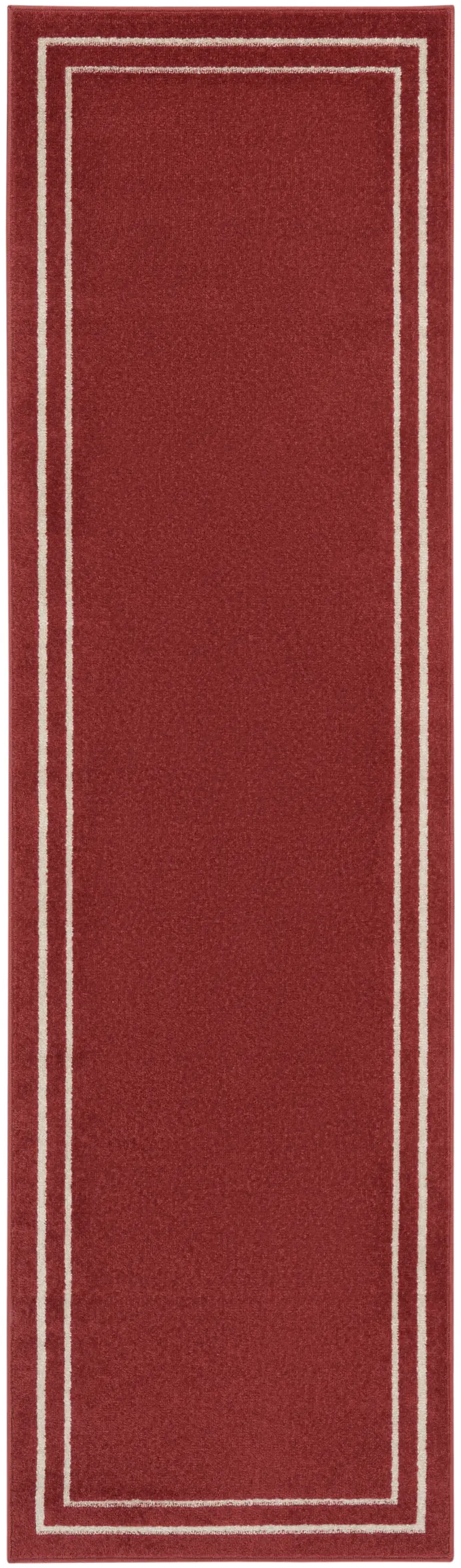 8' Brick Red And Ivory Indoor Outdoor Runner Rug