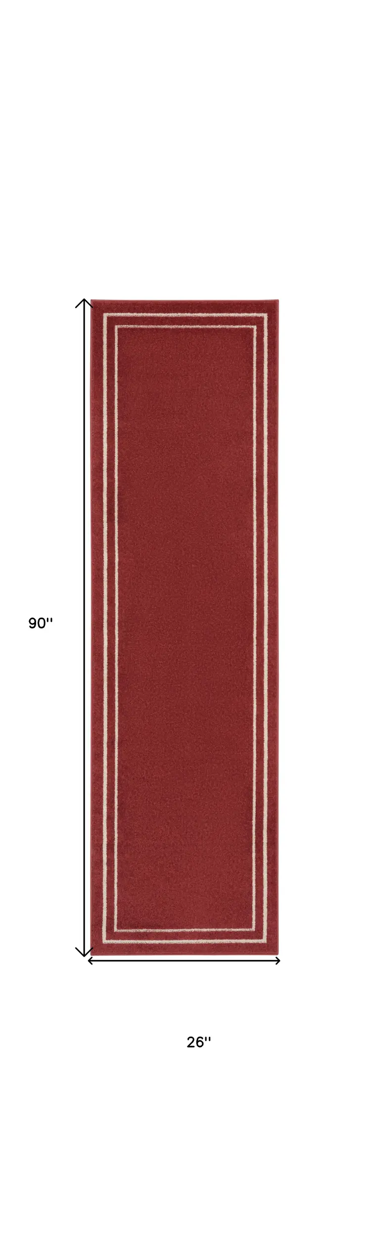 8' Brick Red And Ivory Indoor Outdoor Runner Rug