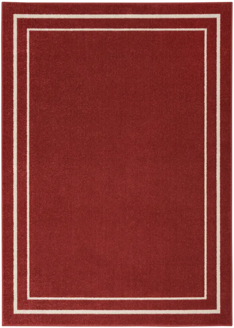 4' X 6' Brick Red And Ivory Indoor Outdoor Area Rug