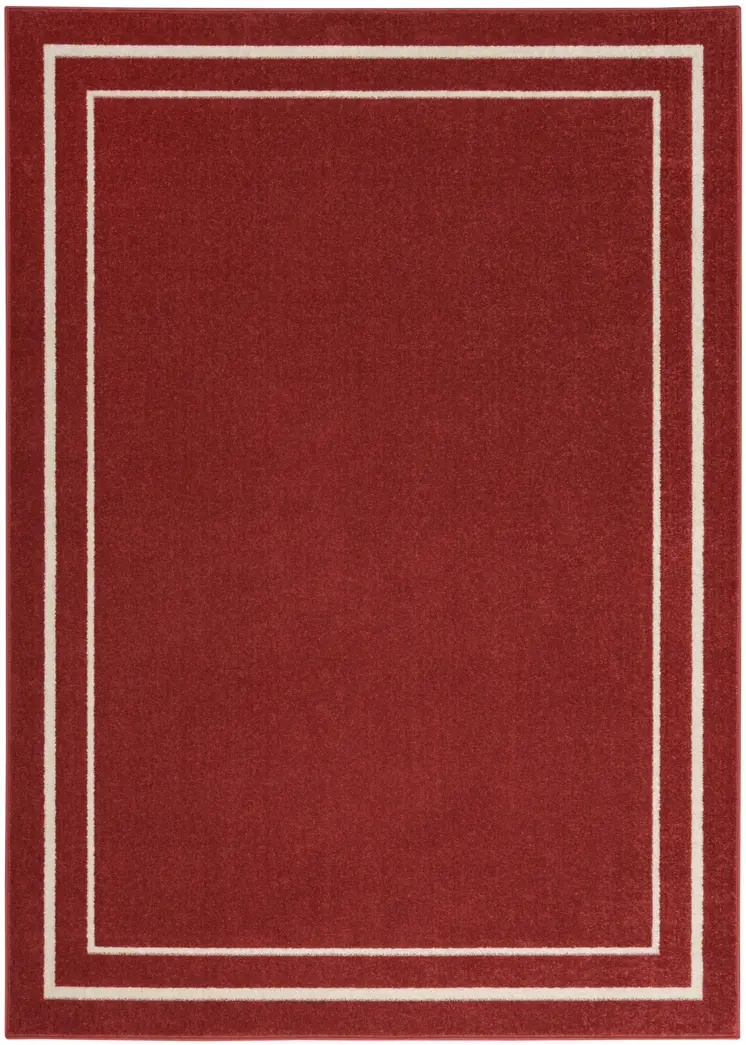 4' X 6' Brick Red And Ivory Indoor Outdoor Area Rug