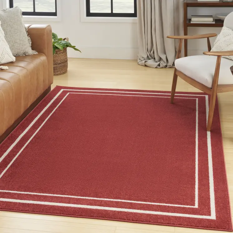 4' X 6' Brick Red And Ivory Indoor Outdoor Area Rug