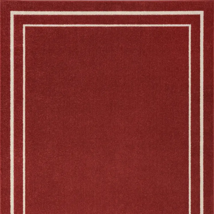 6' X 9' Brick Red And Ivory Indoor Outdoor Area Rug