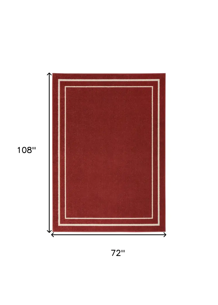6' X 9' Brick Red And Ivory Indoor Outdoor Area Rug