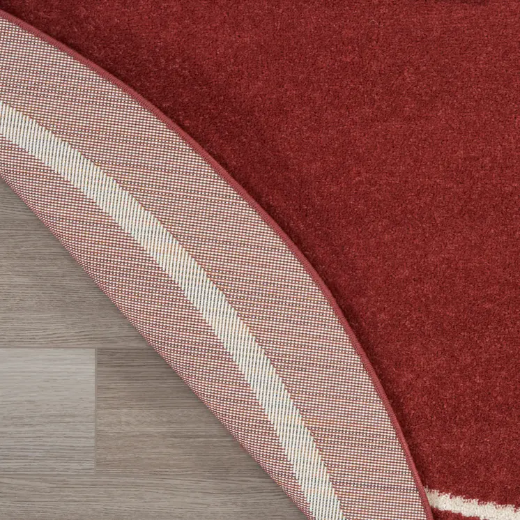 8' Brick Red And Ivory Round Indoor Outdoor Area Rug