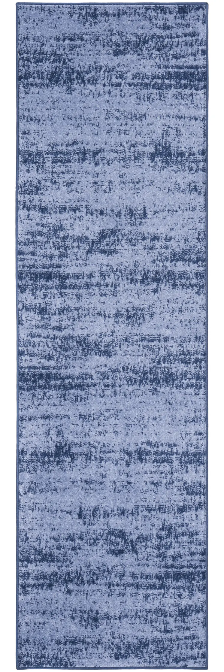 6' Denim Blue And Navy Blue Abstract Indoor Outdoor Runner Rug