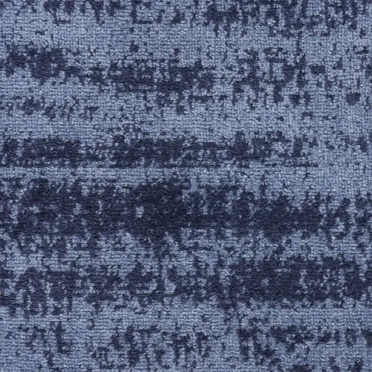 6' Denim Blue And Navy Blue Abstract Indoor Outdoor Runner Rug