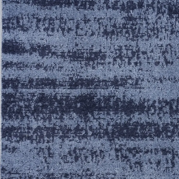 6' Denim Blue And Navy Blue Abstract Indoor Outdoor Runner Rug
