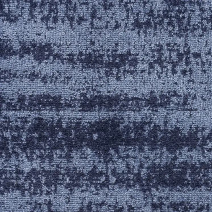 8' Denim Blue And Navy Blue Abstract Indoor Outdoor Runner Rug