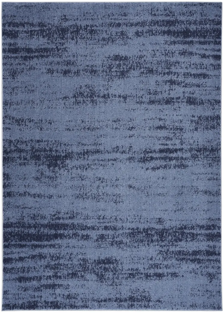 4' X 6' Denim Blue And Navy Blue Abstract Indoor Outdoor Area Rug
