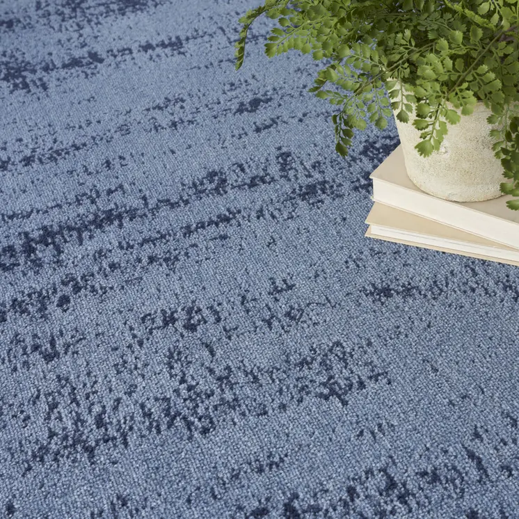 4' X 6' Denim Blue And Navy Blue Abstract Indoor Outdoor Area Rug