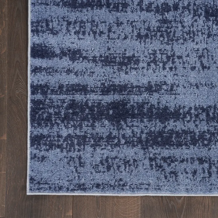 8' X 10' Denim Blue And Navy Blue Abstract Indoor Outdoor Area Rug