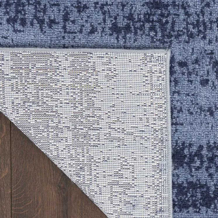 8' X 10' Denim Blue And Navy Blue Abstract Indoor Outdoor Area Rug