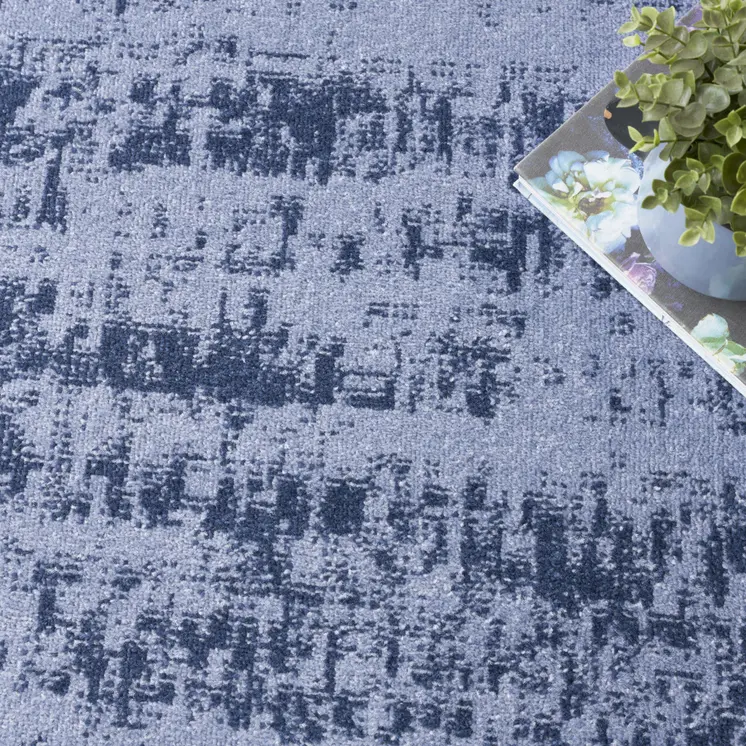 8' X 10' Denim Blue And Navy Blue Abstract Indoor Outdoor Area Rug