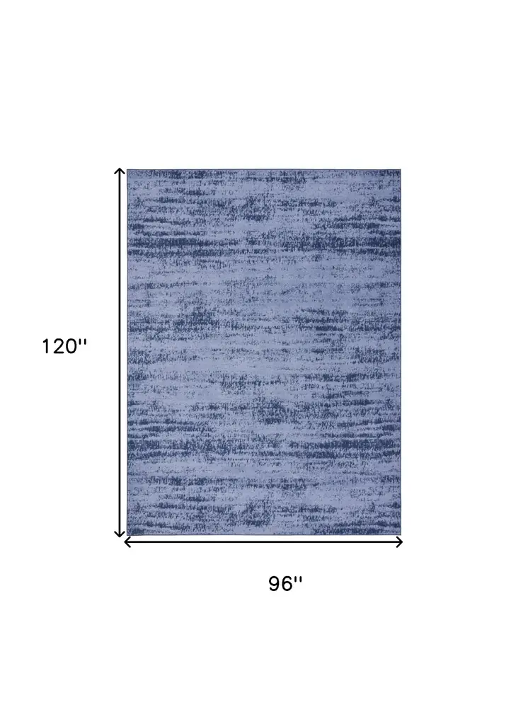 8' X 10' Denim Blue And Navy Blue Abstract Indoor Outdoor Area Rug