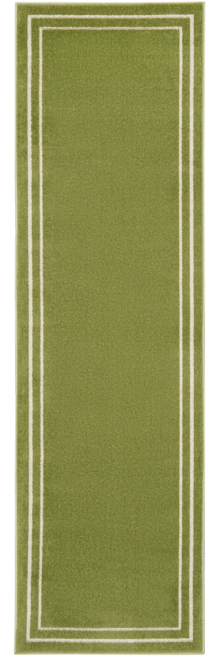 6' Green And Ivory Indoor Outdoor Runner Rug