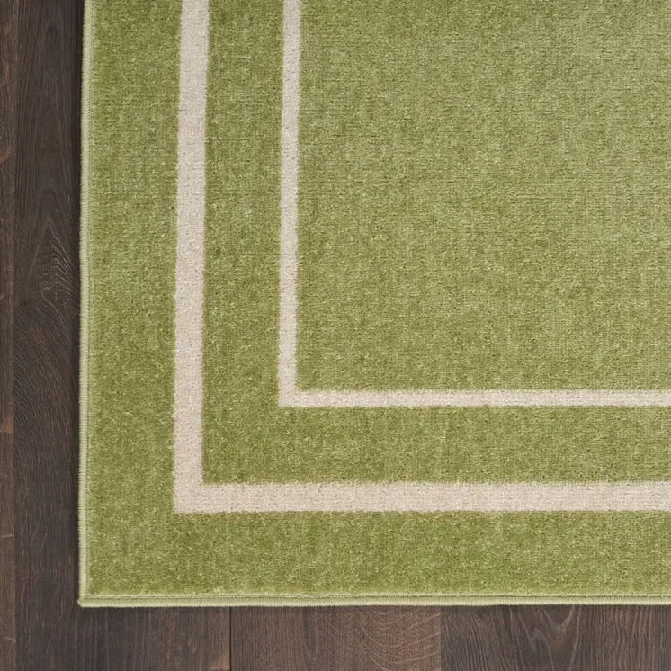 6' Green And Ivory Indoor Outdoor Runner Rug