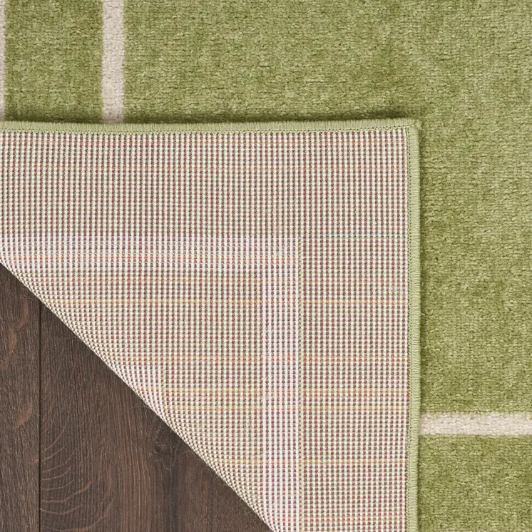 6' Green And Ivory Indoor Outdoor Runner Rug