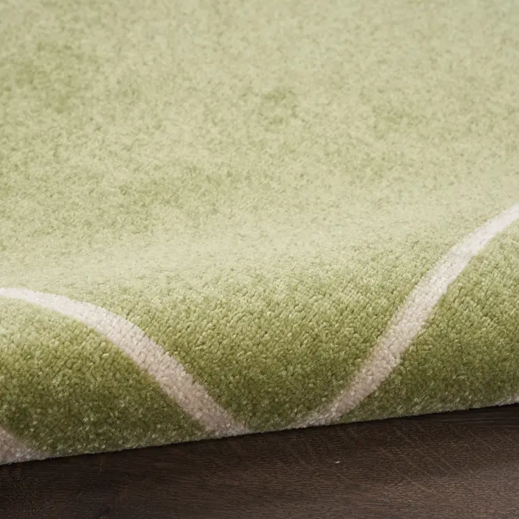 6' Green And Ivory Indoor Outdoor Runner Rug