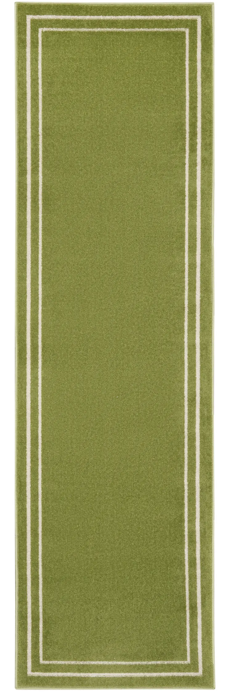 6' Green And Ivory Indoor Outdoor Runner Rug
