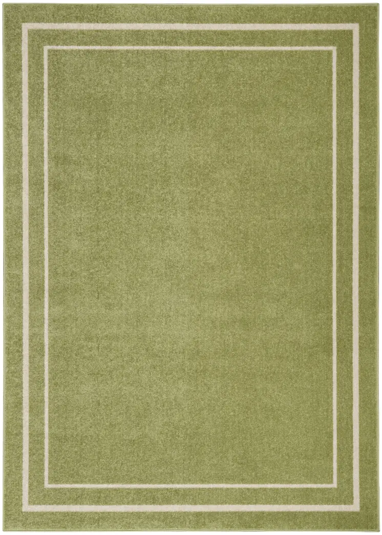 5' X 7' Green And Ivory Indoor Outdoor Area Rug