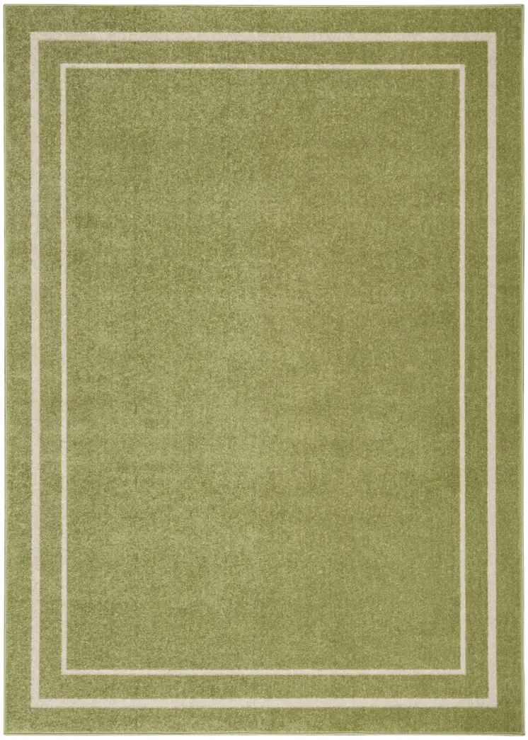 6' X 9' Green And Ivory Indoor Outdoor Area Rug