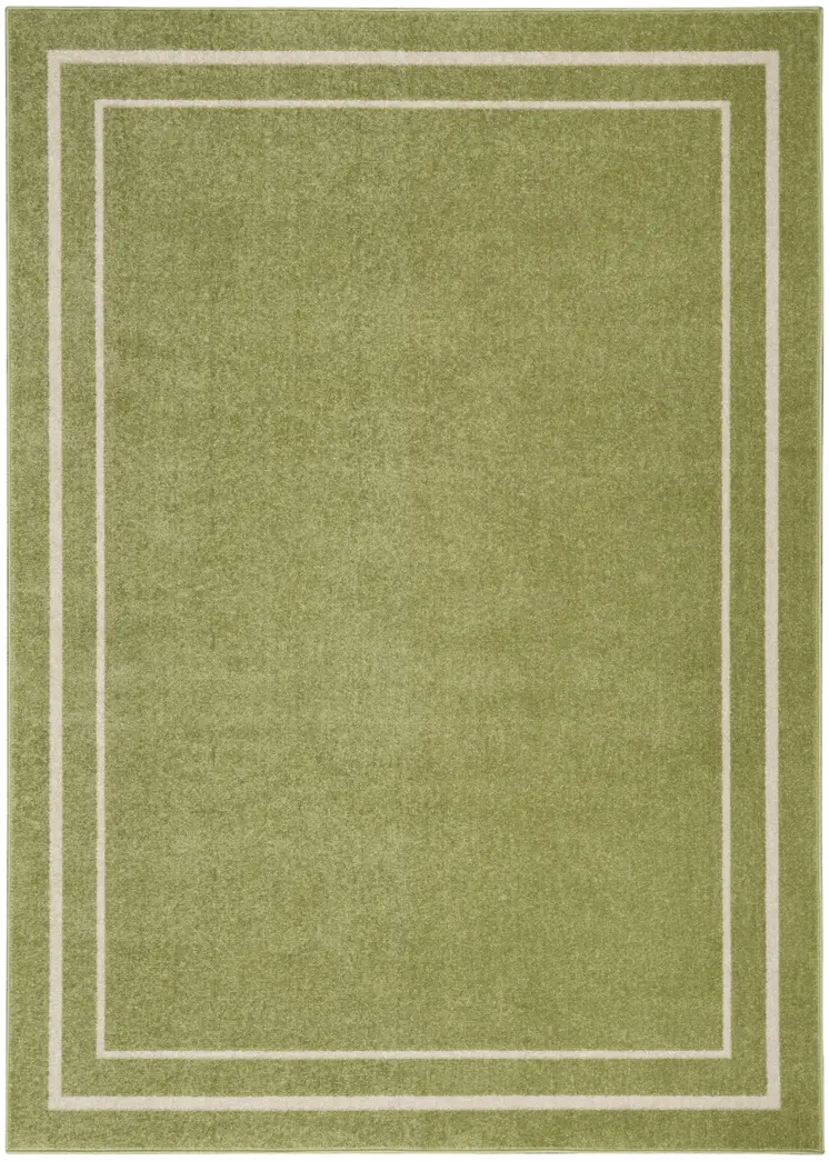 6' X 9' Green And Ivory Indoor Outdoor Area Rug