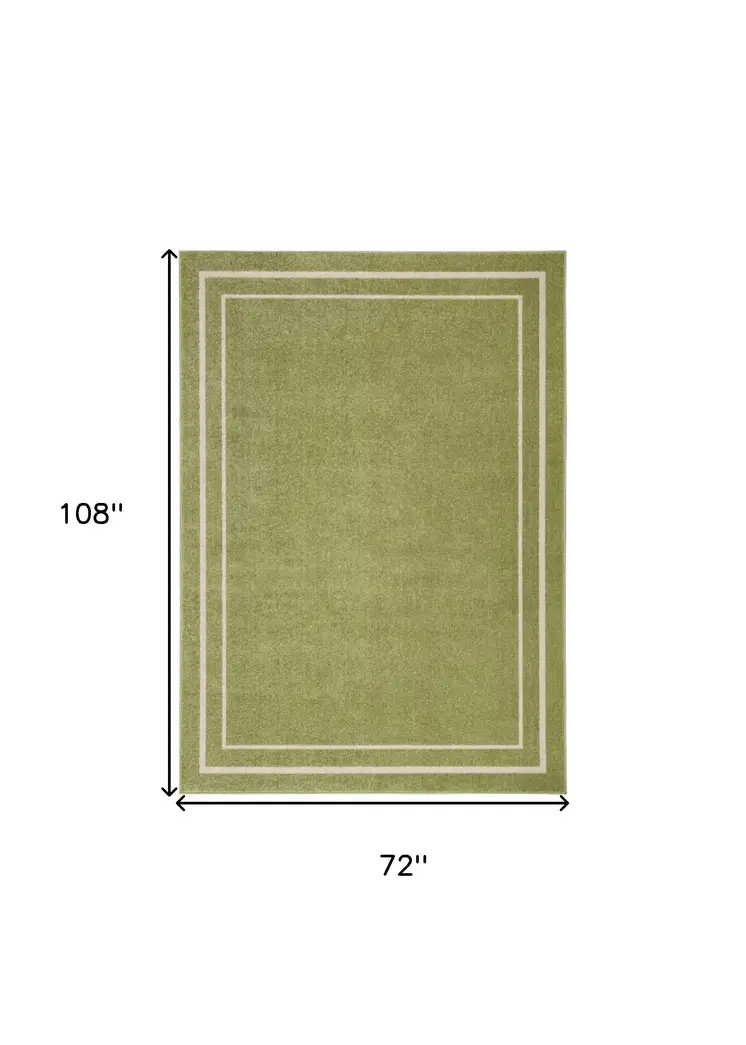 6' X 9' Green And Ivory Indoor Outdoor Area Rug