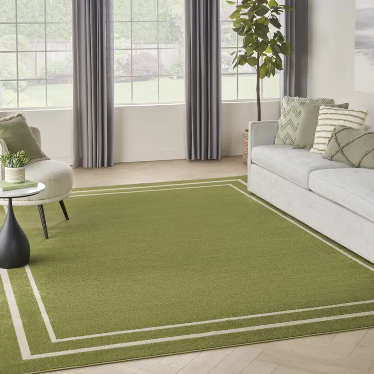 8' X 10' Green And Ivory Indoor Outdoor Area Rug