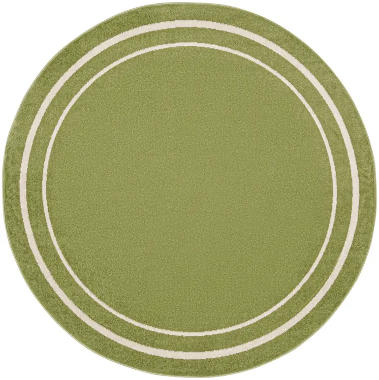8' Green And Ivory Round Indoor Outdoor Area Rug