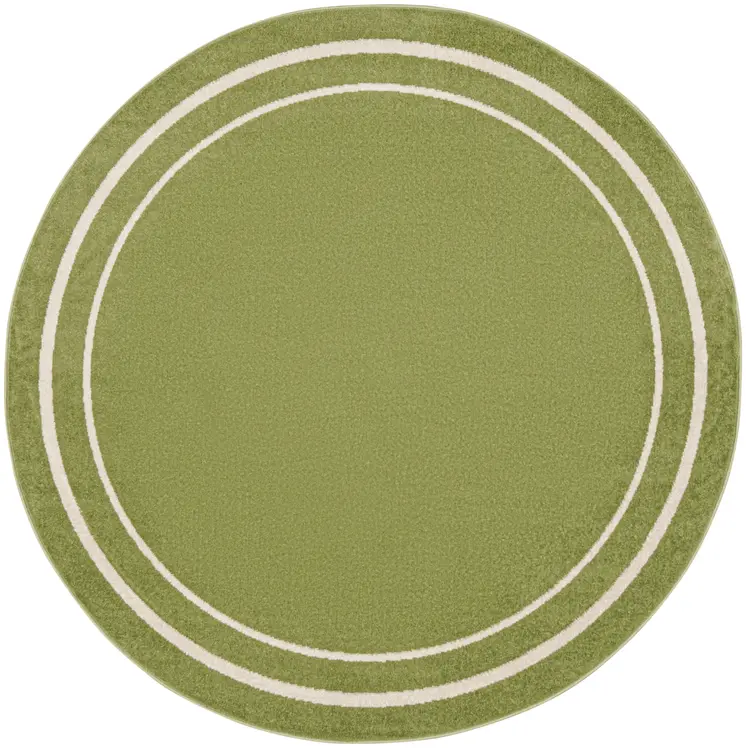 8' Green And Ivory Round Indoor Outdoor Area Rug