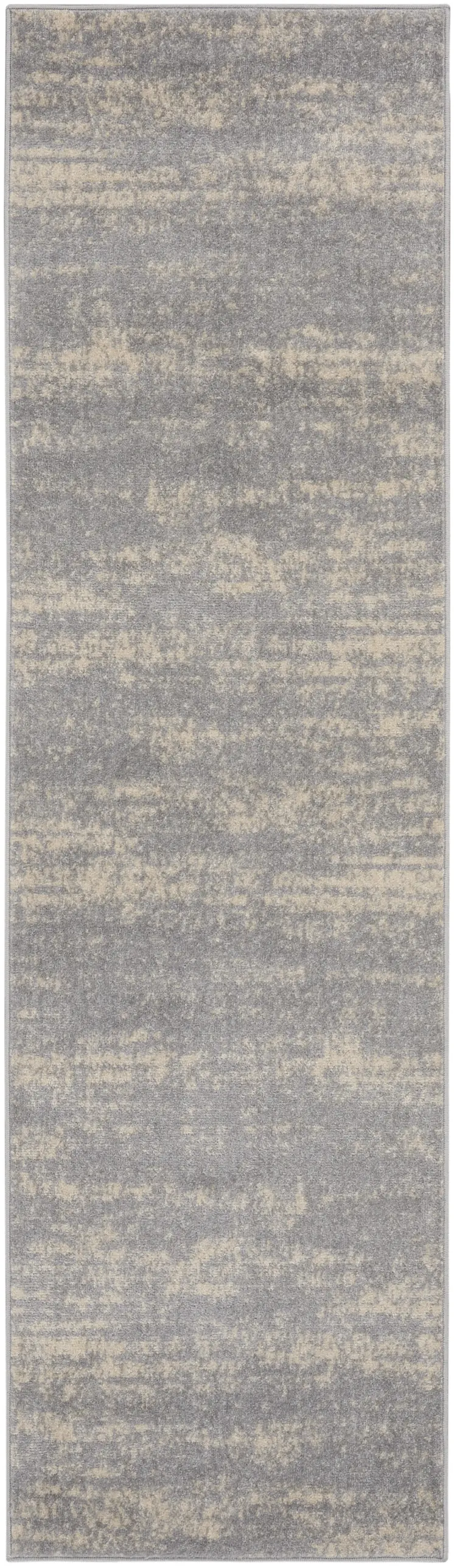 6' Gray And Beige Abstract Indoor Outdoor Runner Rug